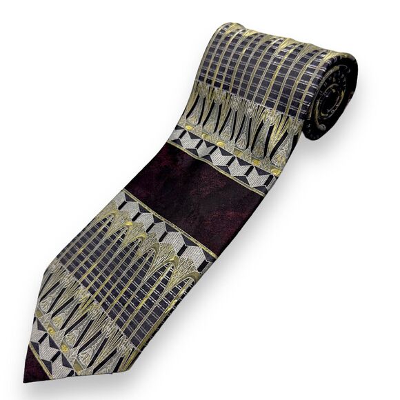 Tutto Matto Mens Silk Dress Tie Made‎ in Italy Classic Geometric Print 57" 3.75" - Picture 1 of 11